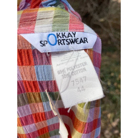 Vintage 1970s Plaid Seer Sucker Peasant Blouse With Tags Size 44 - Picture 15 of 16